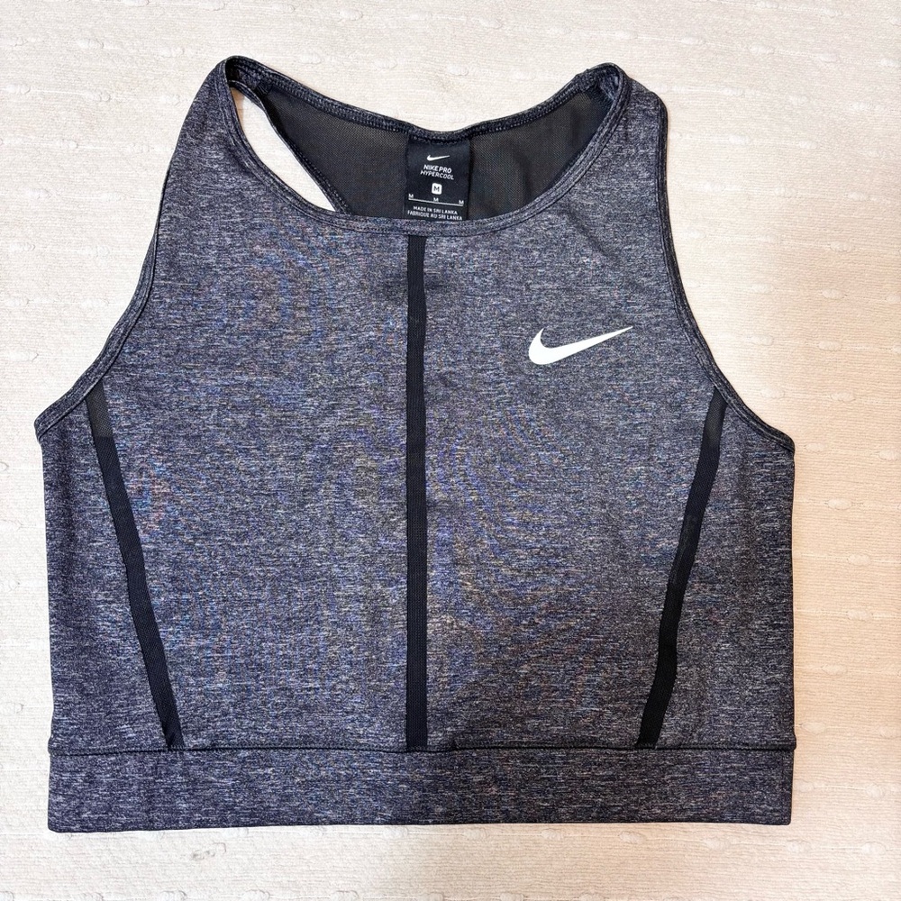 NIKE PRO HYPERCOOL CROPPED TRAINING TANK - BLACK/ HEATHER Size M - Picture 5 of 12